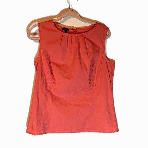 Talbots Blouse 12 Pink Sleeveless Round Neck Back Zip Casual Chic Minimalist - Picture 2 of 6